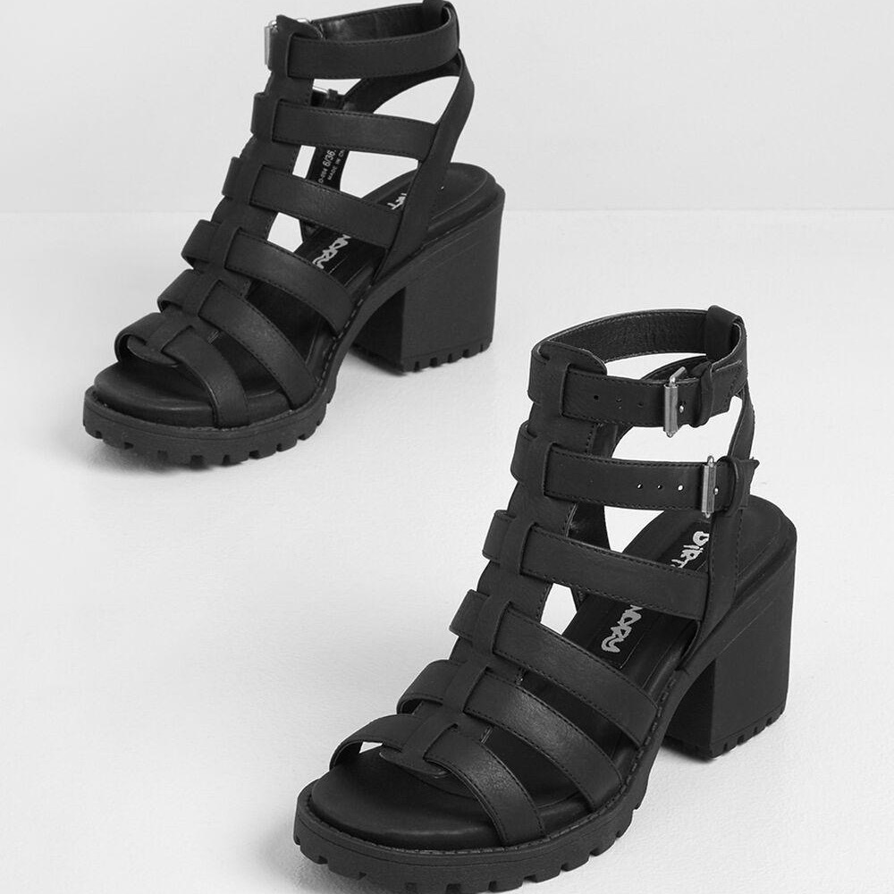 ModCloth Strapped and Rapt Sandal Black Heel